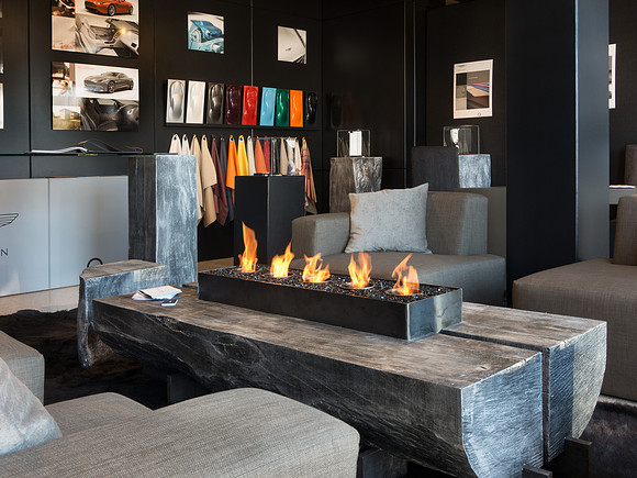 Custom timber cocktail table with fire feature