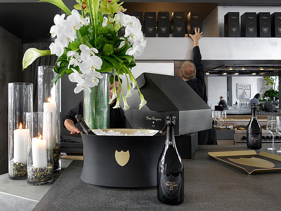 Dom Perignon display on bar
